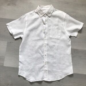 PORTER & ASH MENS CAMP SHIRT CRISP WHITE 100% SHORT SLEEVES SMALL